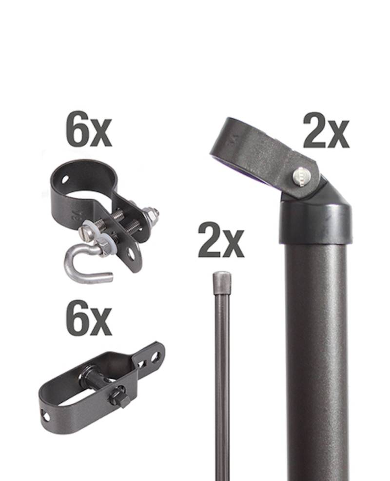 Alberts® Zauneck-Set f.Maschendrahtzäune,anthr.-met.,m.Bodenh.,f.Höhe: 1250 mm 634568 anthrazit-metallic 1250 mm von Alberts