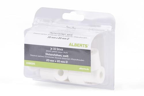 Alberts 338695 Distanzhülse | Kunststoff | Kunststoff, weiß | 20 x 20 mm | 10er Set von Alberts