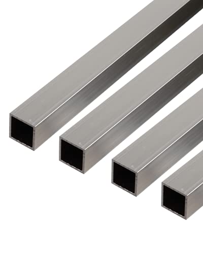 Alberts 497859 Vierkantrohr | Aluminium, natur | 1000 x 20 x 20 mm | 4er Set von Alberts