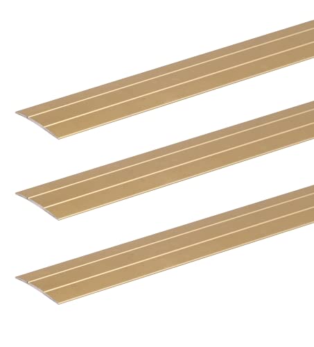 Alberts 498900 Übergangsprofil | selbstklebend, mit zwei Rillen | Aluminium, goldfarbig eloxiert | 900 x 37,8 mm | 3er Set von Alberts