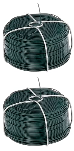 Alberts 530532 Drahtspule | verzinkt, grün kunststoffbeschichtet | Draht-Ø 1,2 mm | Länge 50 m | 2er Set von Alberts