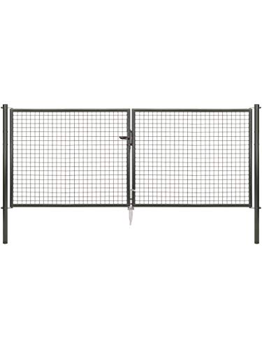 Alberts 602970 Wellengitter-Doppeltor | verschiedene Breiten und Höhen | anthrazit-metallic | Breite 300 cm | Höhe 125 cm von Alberts