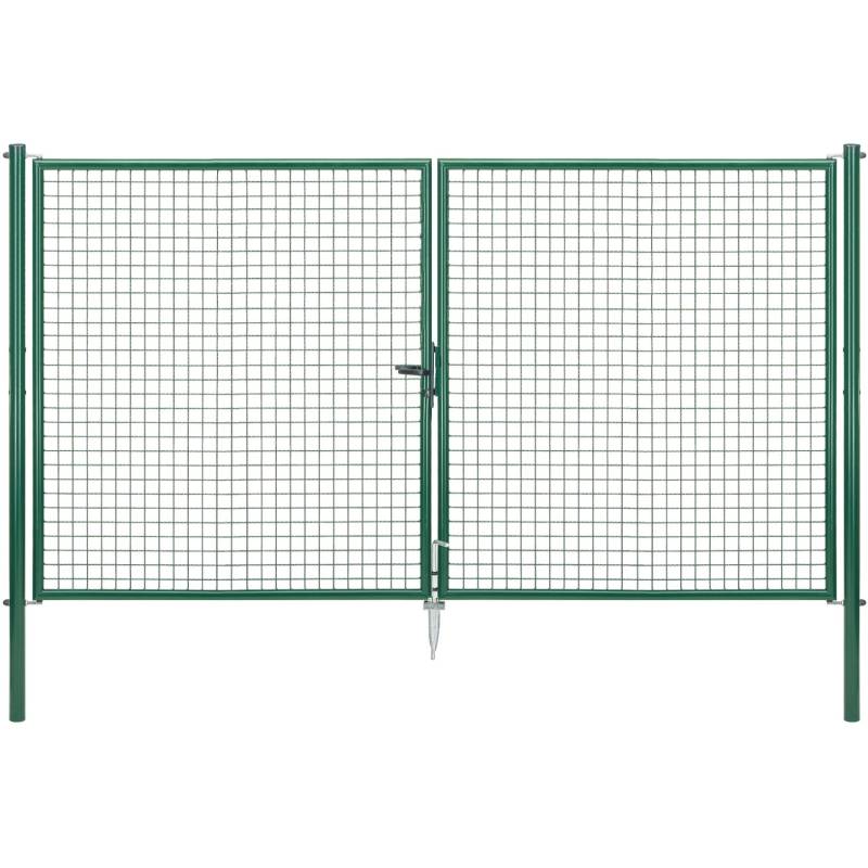 Doppeltor für Maschendraht- und Alberts Fix-Clip Pro-Zaun Grün 175 cm x 300 cm