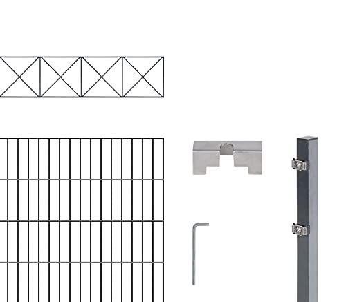 Alberts, anthrazit GAH 668204 Doppelstabmattenzaun »Nexus« als 32 tlg. Zaun-Komplettset | verschiedene kunststoffbeschichtet, Länge: 12 m | Höhe: 100 cm von Alberts