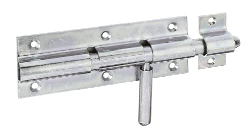 Alberts 128166 Bolzenriegel | mit rundem Griff und befestigter Schlaufe | galvanisch verzinkt, dickschichtpassiviert | Platte 160 x 60 mm | Bolzen-Ø 16 mm | Gesamtlänge 210 mm von Alberts
