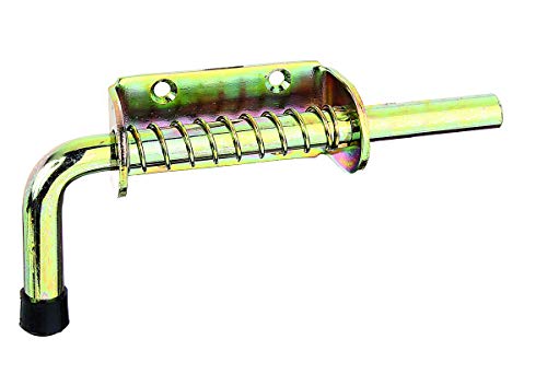 Alberts 204495 Bolzenriegel Typ Pistolet | mit rundem Griff und Feder | galvanisch gelb verzinkt | Platte 85 x 40 mm | Bolzen Ø14 x 176 mm von Alberts