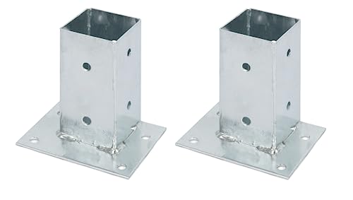 Alberts 212575 Aufschraubhülse | für die bündige Befestigung an Geraden | feuerverzinkt | 71 x 71 mm | 2er Set von Alberts
