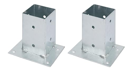 Alberts 212582 Aufschraubhülse | für die bündige Befestigung an Geraden | feuerverzinkt | 91 x 91 mm | 2er Set von Alberts