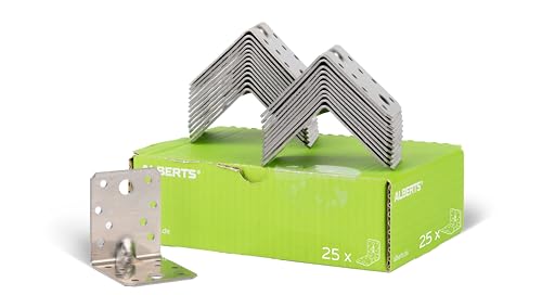 Alberts 848217 Schwerlast-Winkelverbinder mit Sicke | Edelstahl | 70 x 70 x 55 mm | 25er Set von Alberts