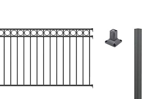 Alberts 509514 Zaunkomplettset Circle, zum Aufschrauben Verschiedene, anthrazit, Höhe 120 cm | Länge 10 m von Alberts