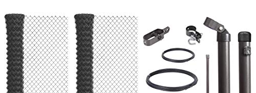 Alberts 634797 Maschendrahtzaun als Zaun-Komplettset, zum Einbetonieren | verschiedene Längen und Höhen | anthrazit-metallic | Höhe 100 cm | Länge 40 m von Alberts