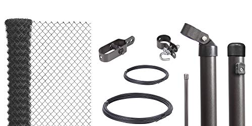 Alberts 634896 Maschendrahtzaun als Zaun-Komplettset, zum Einbetonieren | verschiedene Längen und Höhen | anthrazit-metallic | Höhe 100 cm | Länge 50 m von Alberts