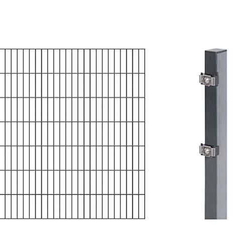 Alberts, anthrazit 140 cm | Länge 2 m GAH 644185 Erweiterung zum Doppelstabmattenzaun Höhen-wahlweise in verschiedenen Farben | kunststoffbeschichtet von Alberts