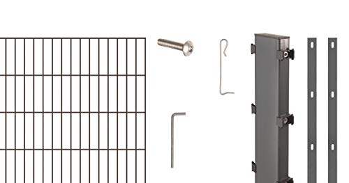 Alberts 646318 Erweiterung zu Zaungabionen Step² | verschiedene Höhen - wahlweise in verschiedenen Farben | zum Aufschrauben | kunststoffbeschichtet, anthrazit | Breite 200 cm | Höhe 100 cm von Alberts