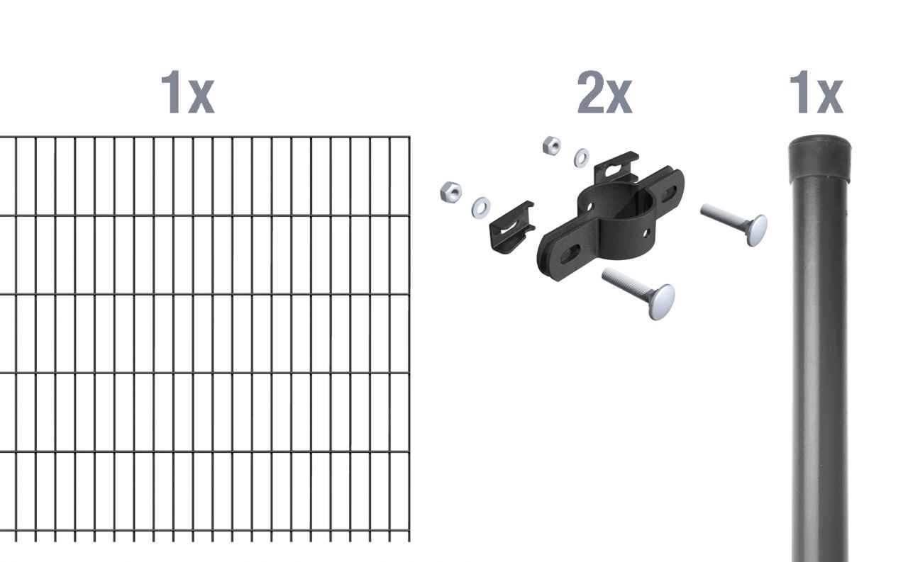 Alberts Anbauset Einzelmatten 2 m 100 cm 8/6/4 anthrazit von Alberts