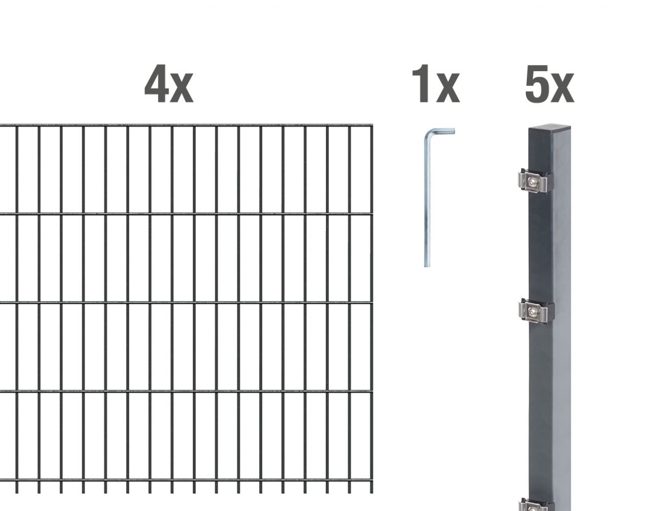 Alberts Doppelstabmatten-Grundset 10 m 250 x 143 cm 6/5/6 anthrazit von Alberts