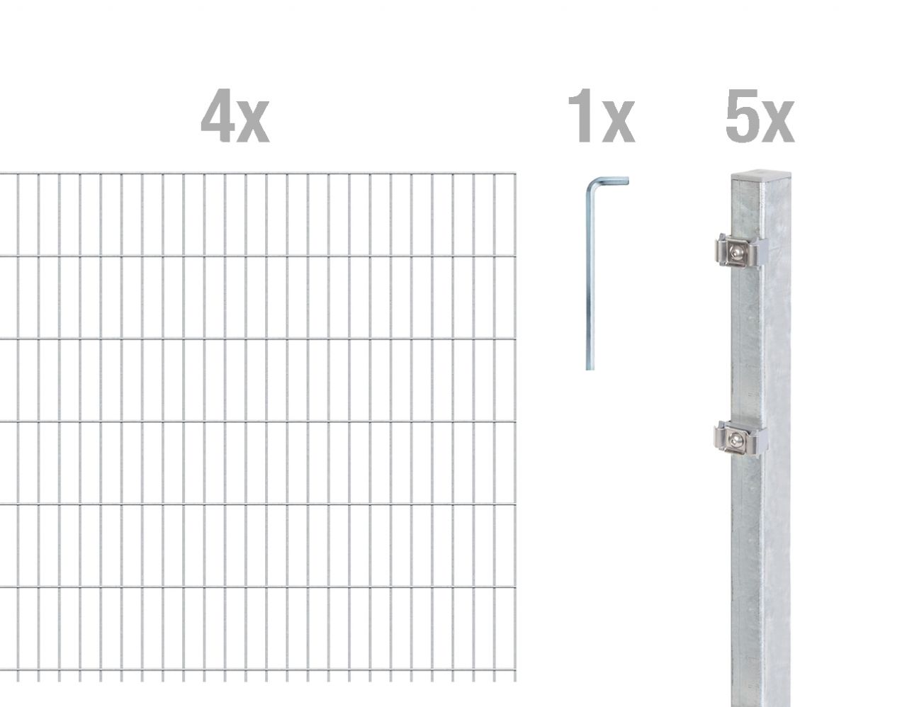 Alberts Doppelstabmatten-Grundset 10 m 250 x 163 cm 6/5/6 feuerzverzinkt von Alberts