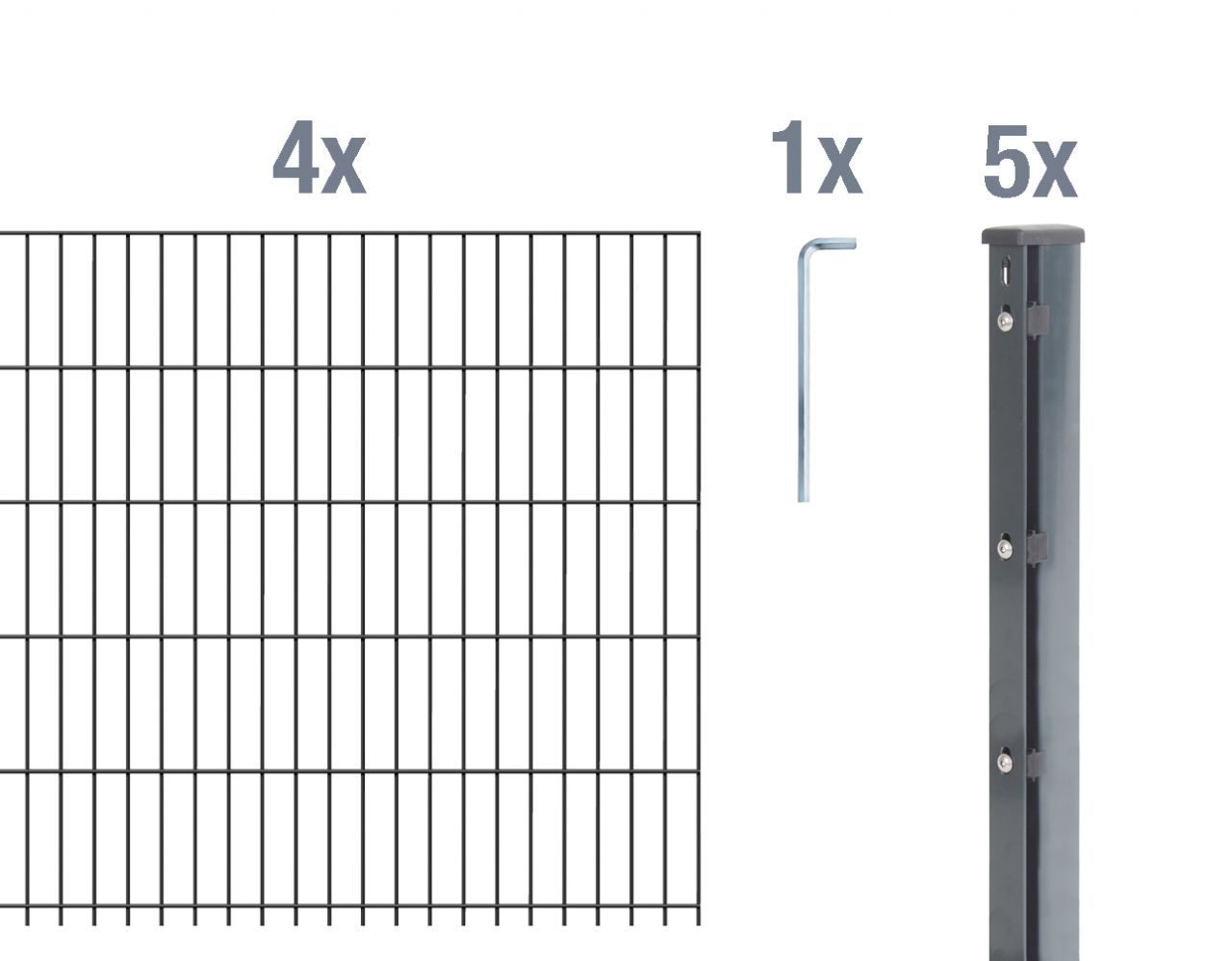 Alberts Doppelstabmatten-Grundset 10 m 250 x 83 cm 6/5/6 anthrazit von Alberts