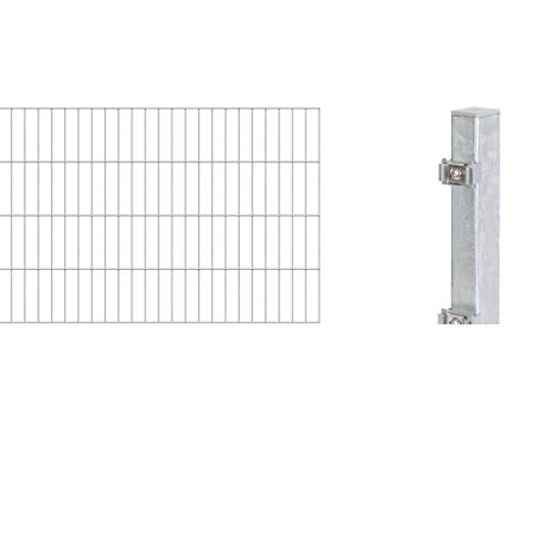 Alberts 656683 Doppelstabmattenzaun als 26 tlg. Zaun-Komplettset | verschiedene Längen und Höhen | feuerverzinkt | Höhe 80 cm | Länge 24 m von Alberts