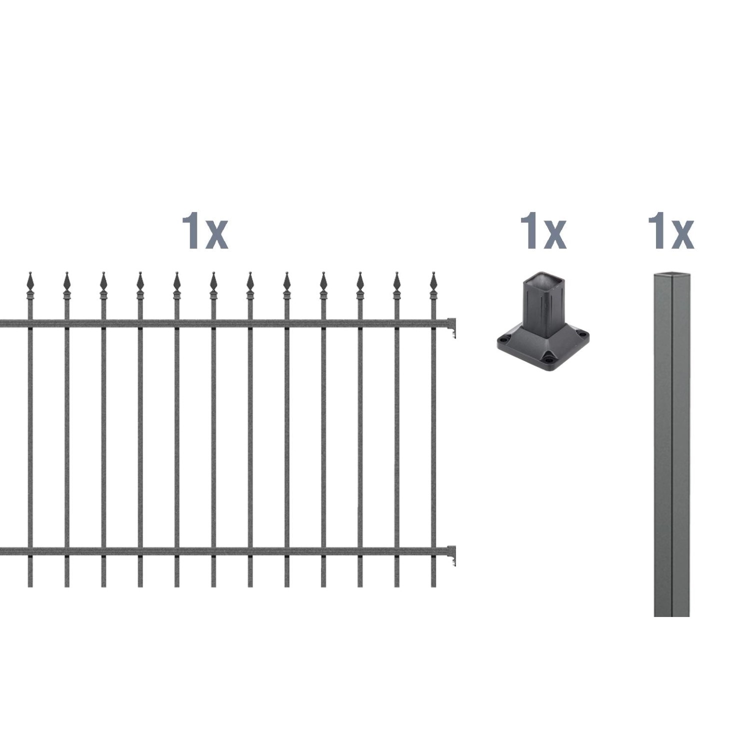 Metallzaun Anbau-Set Chaussee Anthrazit z. Aufschrauben 100 cm x 200 cm von -