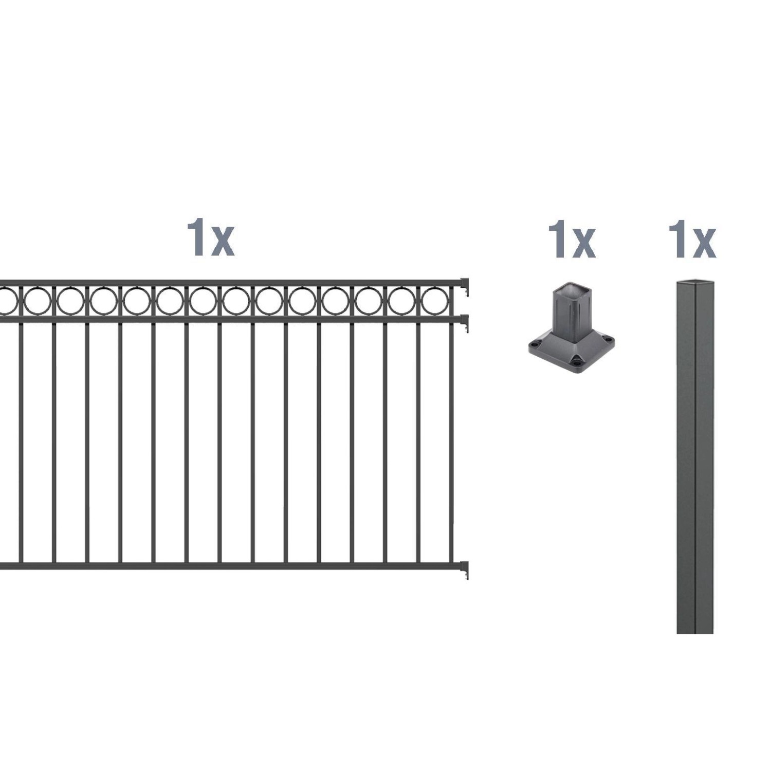 Metallzaun Anbau-Set Circle Anthrazit z. Aufschrauben 100 cm x 200 cm von -