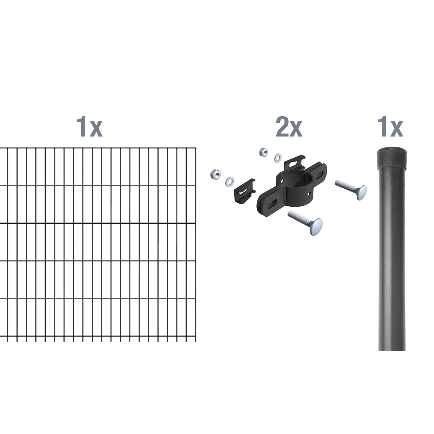 Metallzaun Anbau-Set Einstabmatte Anthrazit z. Einbetonieren 100 x 200 cm von -