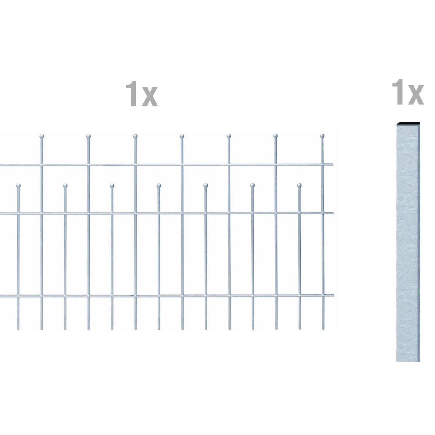 Metallzaun Anbau-Set Madrid verzinkt z. Einbetonieren 50 cm x 200 cm von -