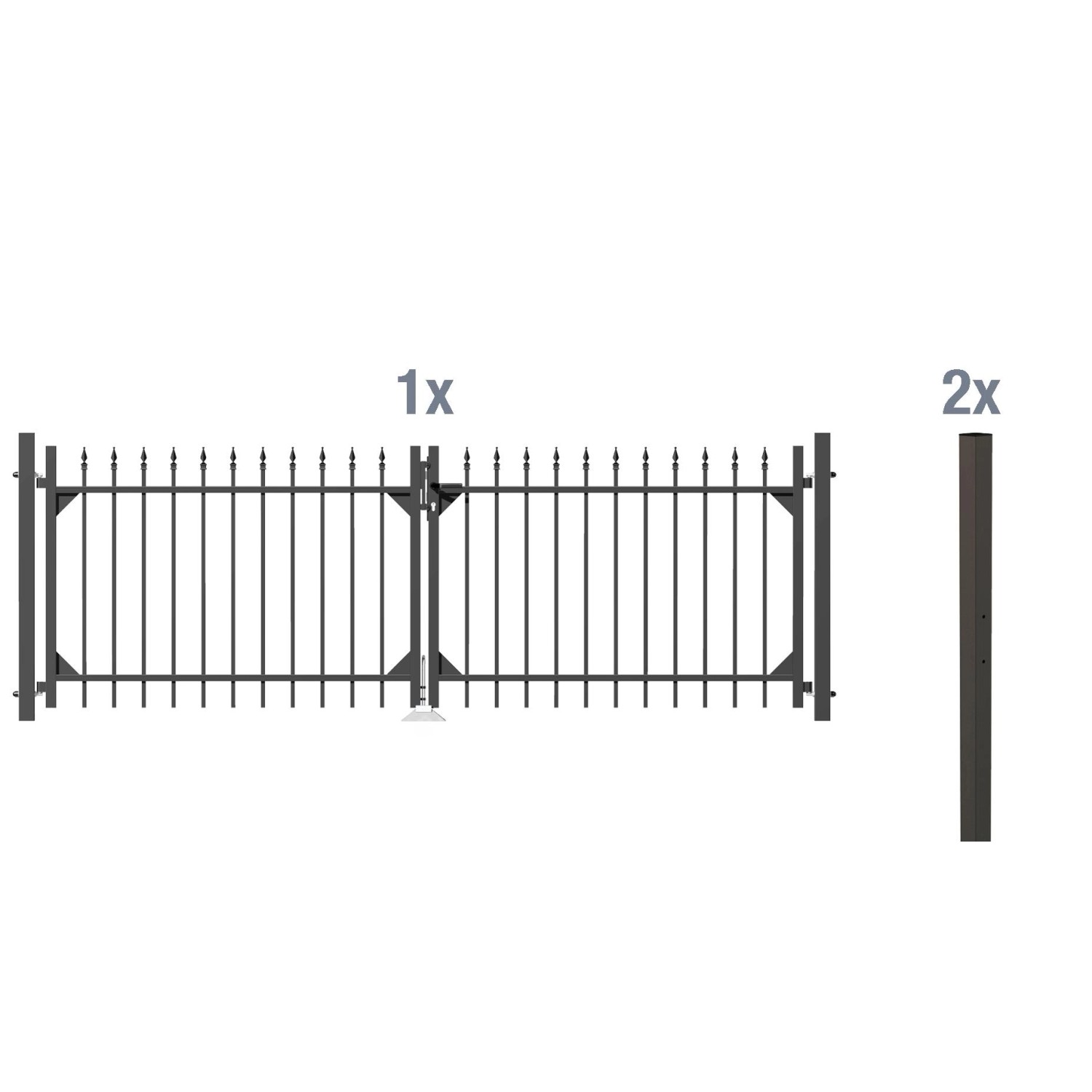 Metallzaun Doppeltor-Set Chaussee Anthrazit z. Einbetonieren 120 cm x 301 cm von -