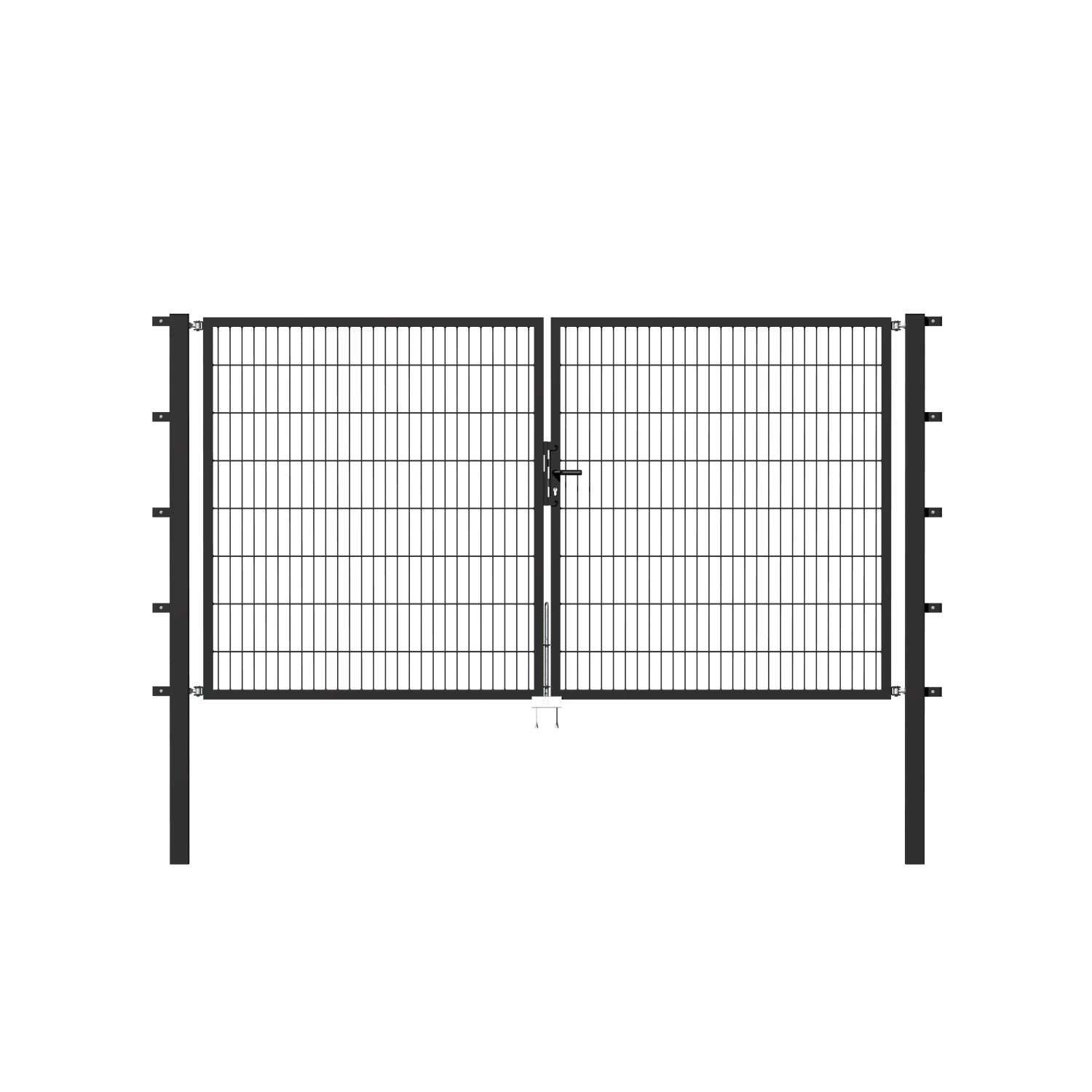 Metallzaun Doppeltor für Doppelstabmatte Anthrazit z. Einbeton. 100 cm x 200 cm von -