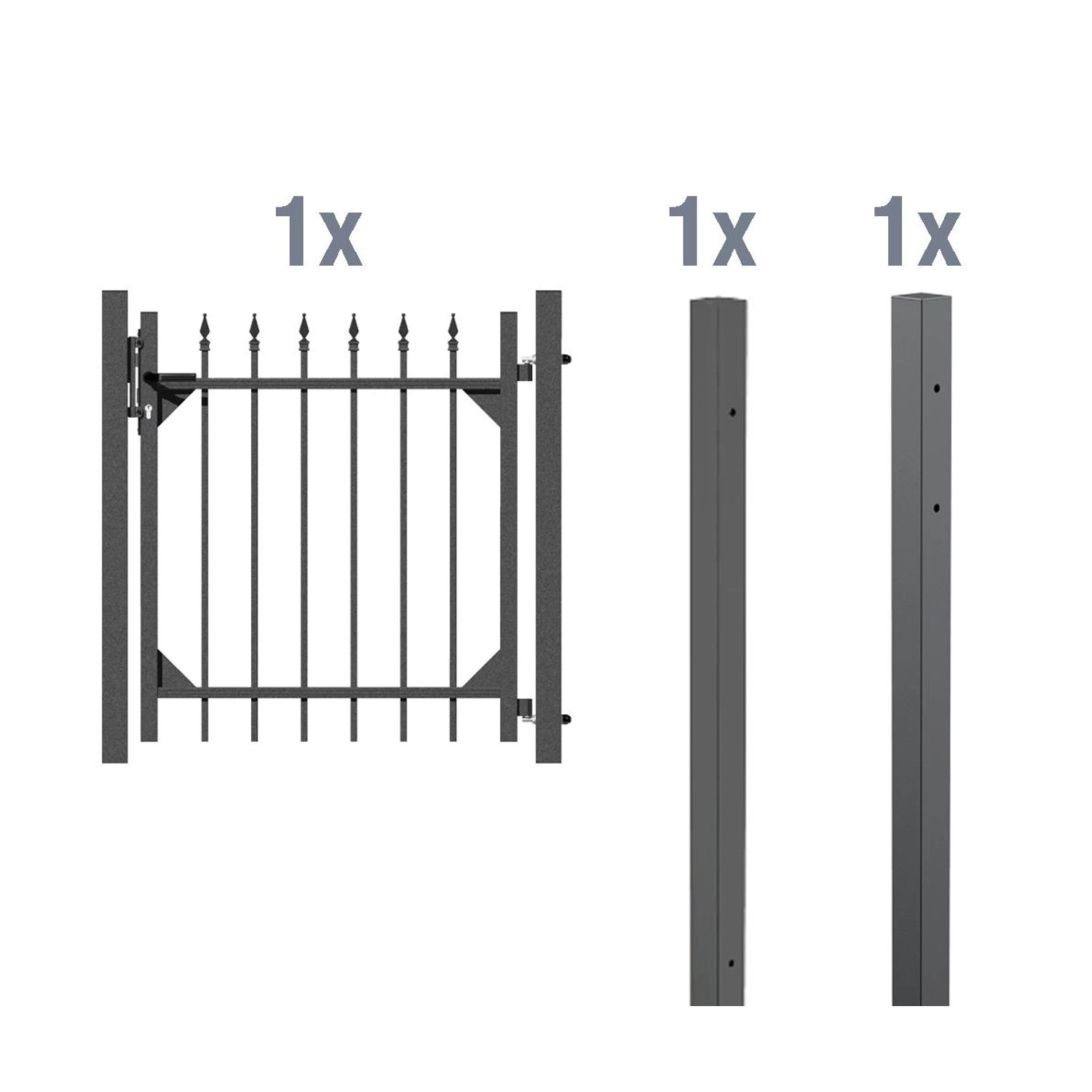 Metallzaun Einzeltor-Set Chaussee Anthrazit z. Einbetonieren 100 cm x 96 cm Metallzaun Einzeltor-Set Chaussee Anthrazit z. Einbetonieren 100 cm x 96 cm von -