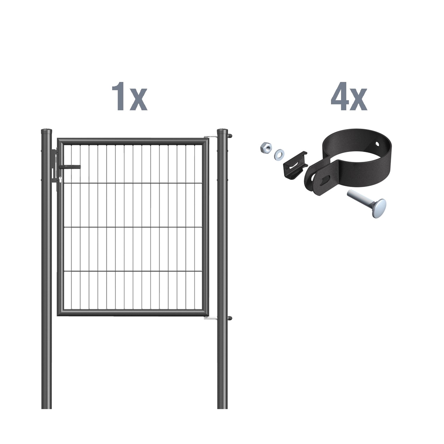 Metallzaun Einzeltor für Einstabmatte Anthrazit z. Einbetonieren 100 cm x 125 cm von -