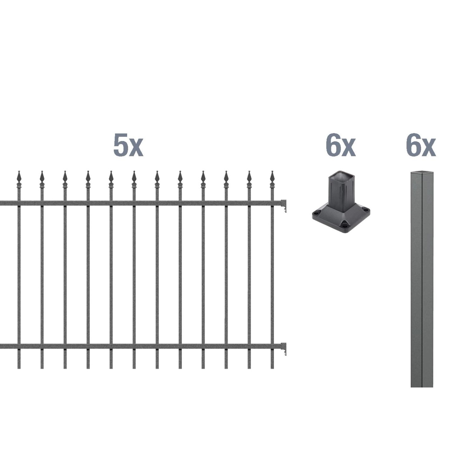 Metallzaun Grund-Set Chaussee Anthrazit z. Aufschrauben 100 cm x 1000 cm von -