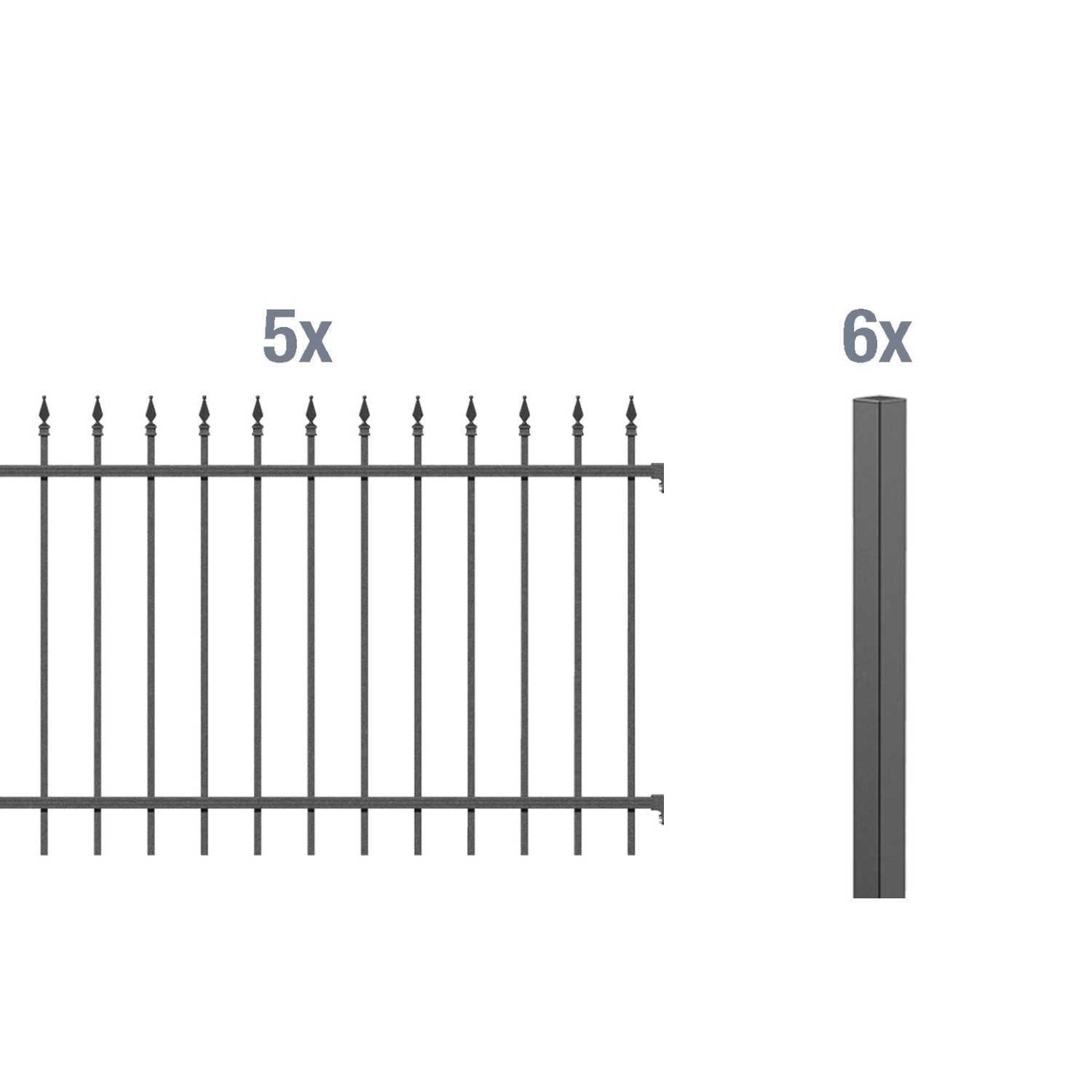 Metallzaun Grund-Set Chaussee Anthrazit z. Einbetonieren 100 cm x 1000 cm von -
