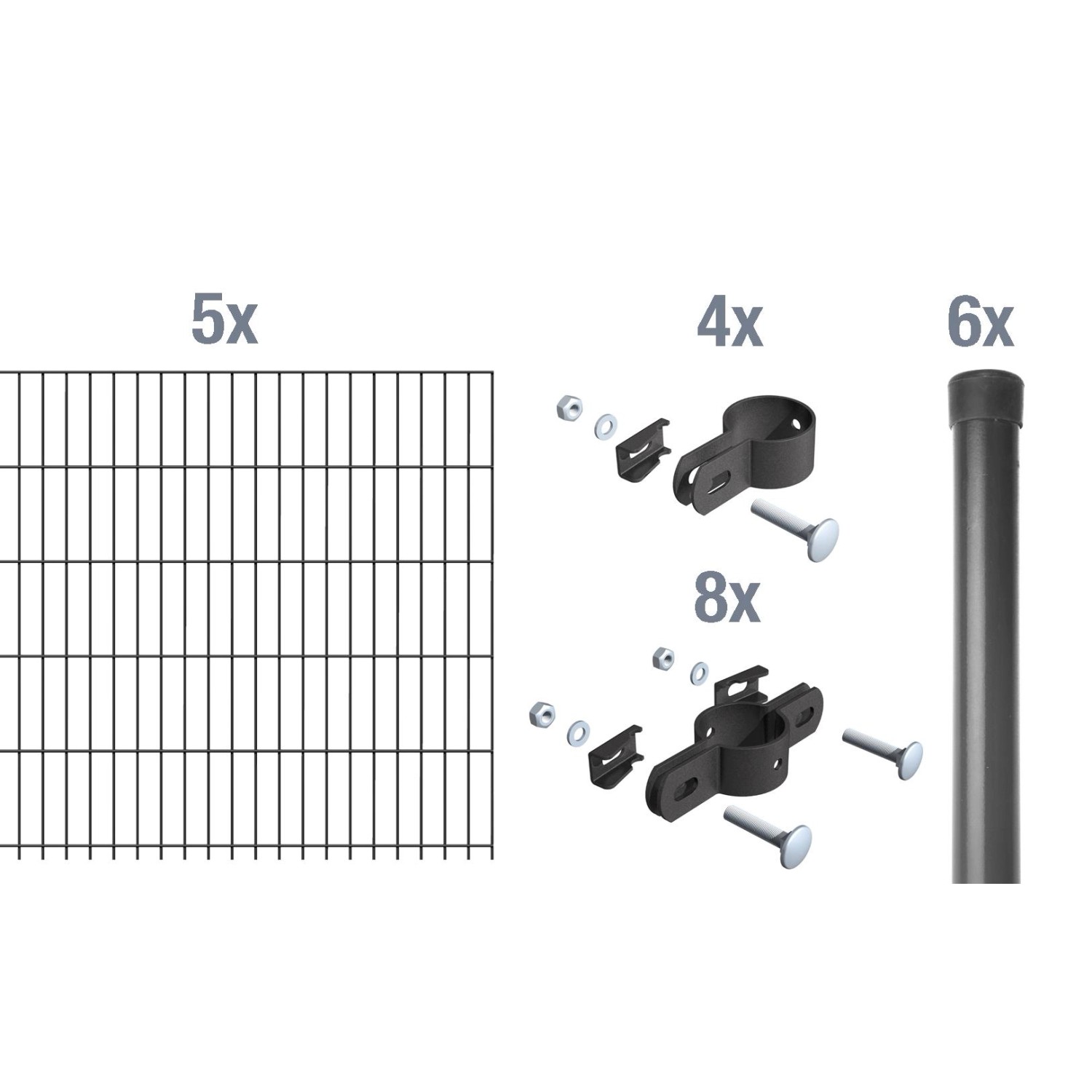 Metallzaun Grund-Set Einstabmatte Anthrazit z. Einbetonieren 125 cm  x 1000 cm von -