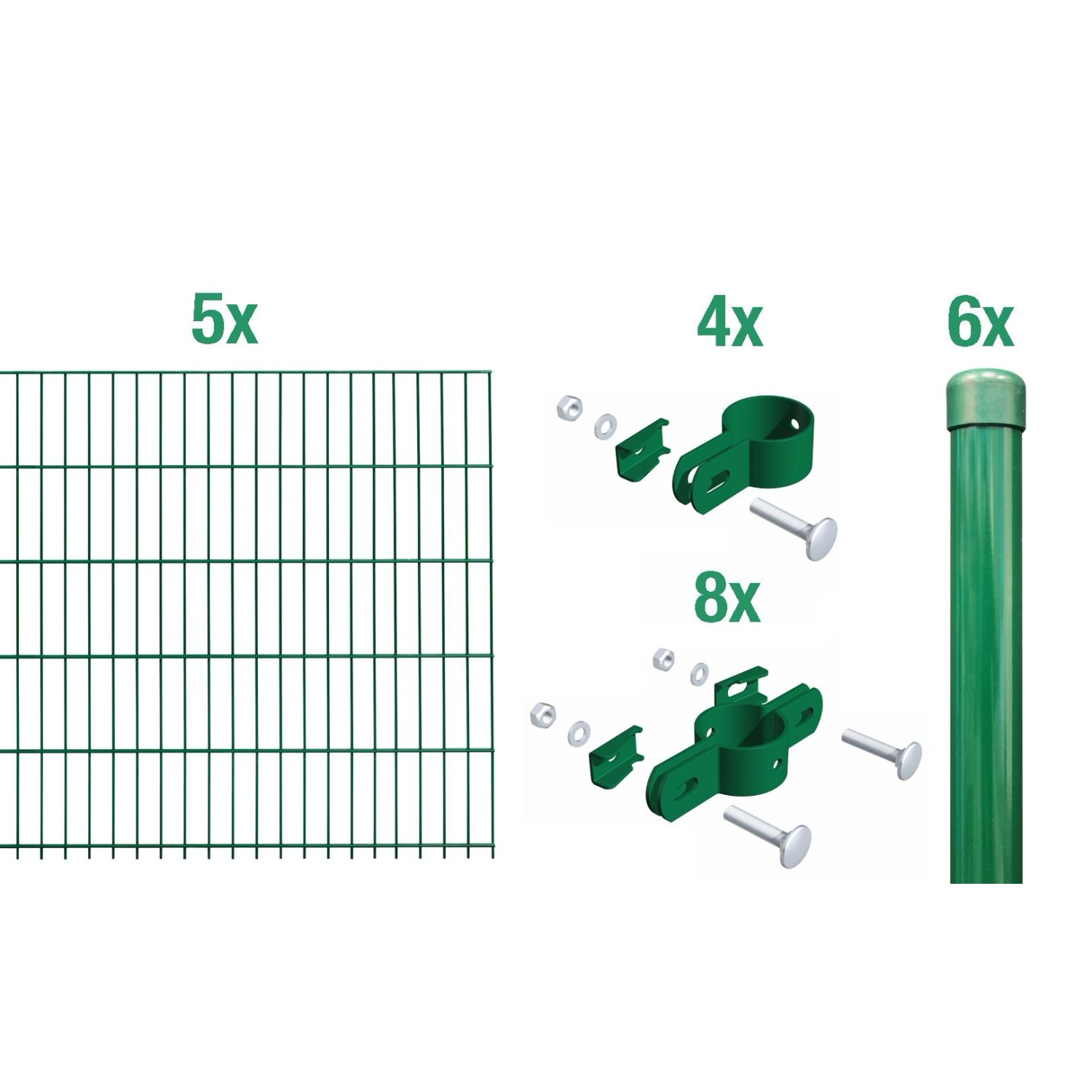 Metallzaun Grund-Set Einstabmatte Grün z. Einbetonieren 100cm  x 1000 cm von -