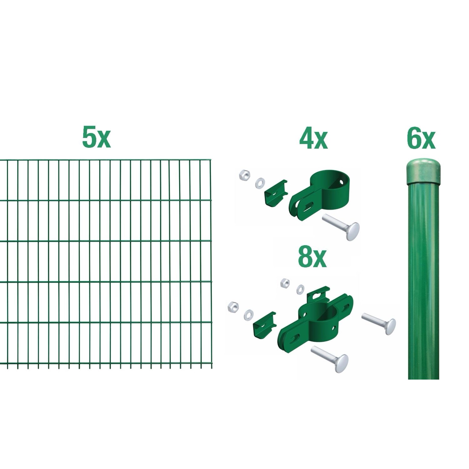 Metallzaun Grund-Set Einstabmatte Grün z. Einbetonieren 125 cm x 1000 cm von -