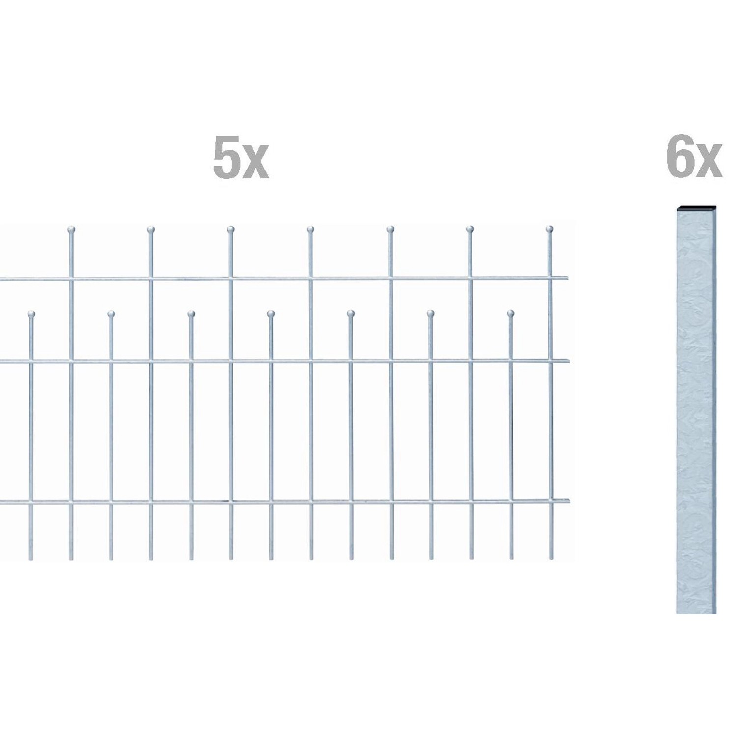 Metallzaun Grund-Set Madrid verzinkt z. Einbetonieren 100 cm x 1000 cm von -
