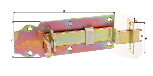 Schlossriegel m.flachem Griff gekröpft m.Schließblech Schlossriegel m.flachem Griff gekröpft m.Schließblech von GAH