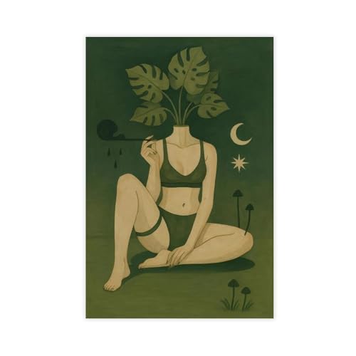 GAHCWB Mystical Green Muse – Botanische Göttin Wandkunst, Leinwand-Poster, Schlafzimmer, Dekoration, Landschaft, Büro, Raumdekoration, Geschenk, 60 x 90 cm GAHCWB Mystical Green Muse – Botanische Göttin Wandkunst, Leinwand-Poster, Schlafzimmer, Dekoration, Landschaft, Büro, Raumdekoration, Geschenk, 60 x 90 cm von GAHCWB