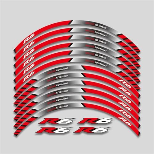 GAHQMSDG Felgenaufkleber Für YZF R6 1999-2022 Motorrad Aufkleber Vorne Hinten Rand Felge Rad Aufkleber Reflektierende wasserdichte Aufkleber(C 12pcs) von GAHQMSDG