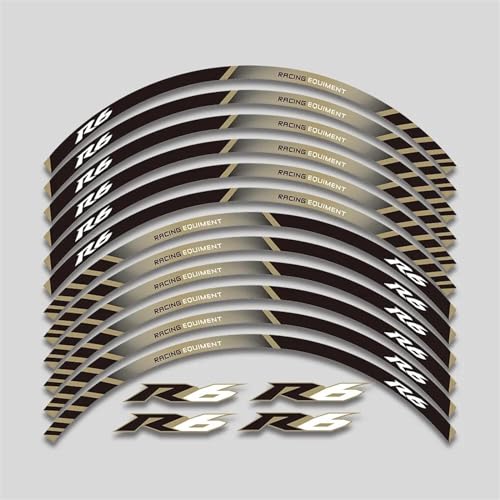 GAHQMSDG Felgenaufkleber Für YZF R6 1999-2022 Motorrad Aufkleber Vorne Hinten Rand Felge Rad Aufkleber Reflektierende wasserdichte Aufkleber(G 16pcs) von GAHQMSDG