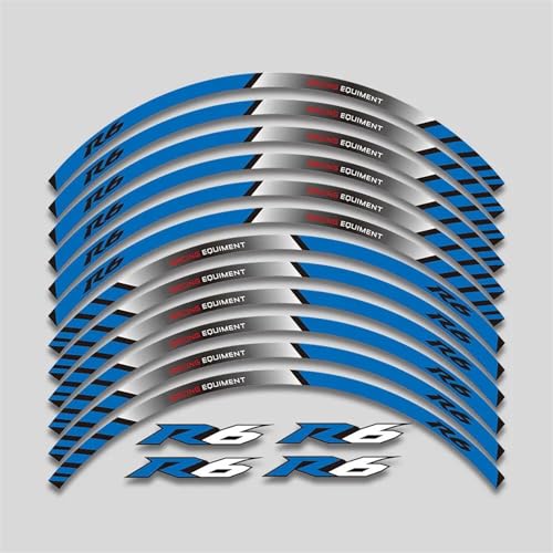 GAHQMSDG Felgenaufkleber Für YZF R6 1999-2022 Motorrad Aufkleber Vorne Hinten Rand Felge Rad Aufkleber Reflektierende wasserdichte Aufkleber(H 16pcs) von GAHQMSDG
