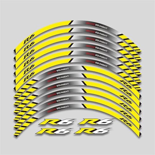 GAHQMSDG Felgenaufkleber Für YZF R6 1999-2022 Motorrad Aufkleber Vorne Hinten Rand Felge Rad Aufkleber Reflektierende wasserdichte Aufkleber(L 16pcs) von GAHQMSDG