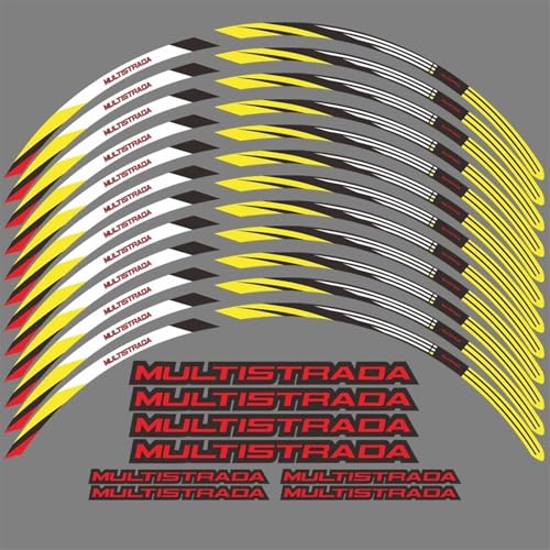 GAHQMSDG Felgenaufkleber Motorrad Rad Aufkleber Wasserdicht Felge Streifen Für Multistrada V4S V4 V2 S V2S Zubehör 2021-2023 19 17 Zoll Decals(E) von GAHQMSDG