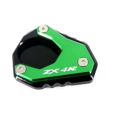 GAHQMSDG Seitenständerpolster Motorrad CNC Kickstand Fuß Seite Ständer Verlängerung Pad Unterstützung Platte Vergrößern Für ZX-4R ZX-4RR ZX4R ZX4RR ZX 4R 4RR 2023(Green,ZX-4R) von GAHQMSDG