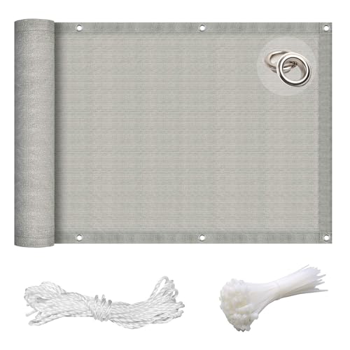 GAIFNAG Balkon Sichtschutz Balkonabdeckung 70 x 500 cm Sichtschutz Sichtschutzzaun, Balkonbespannung Balkonsichtschutz HDPE 220G/M², Wind- Und Uv-Schutz für Balkon Terrasse Garten, Grau von GAIFNAG