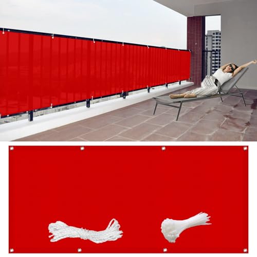 GAIFNAG Balkon Sichtschutz Privafence 55 x 300 cm Sichtschutz Sichtschutzzaun, Balkonumspannungen, Windschutz Balkon HDPE 220G/M², Wind- Und Uv-Schutz für Balkon Terrasse Garten, Rot von GAIFNAG