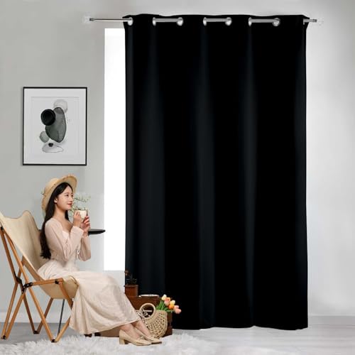 GAIFNAG Blickdichte Vorhänge mit Ösen Gardinen 180 x 220 cm Blickdicht Abdunkelnd, Größe Und Farbe Wählbar mit Ösen Transparente Leinen Optik Gardine für Fenster, Zuhause, Terrasse, Schwarz von GAIFNAG