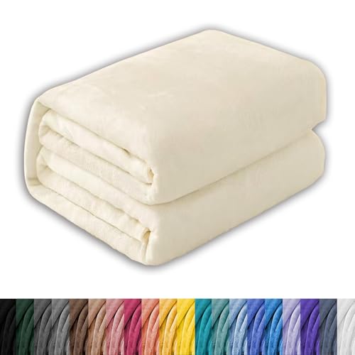 GAIFNAG Dicke Kuscheldecke Flauschig 120 x 220 cm 230 G/M² Flanell Extra Weich, Waschbar Decke Weich Sofaüberwurf für Tiefen Schlaf Und Bessere Erholung, Creme Farben von GAIFNAG