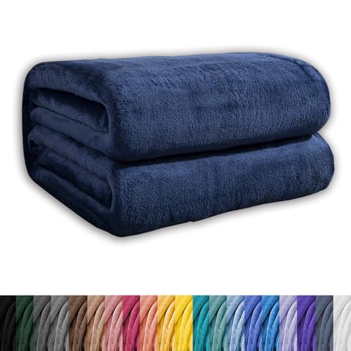 GAIFNAG Flanelldecke Flauschig, Decke 90 x 200 cm Verschiedenen Größen Und Farben Erhältlich Leichte Decken Warme Kuscheldecke für Frauen, Männer, Haustier, Familie, Dunkelblau von GAIFNAG